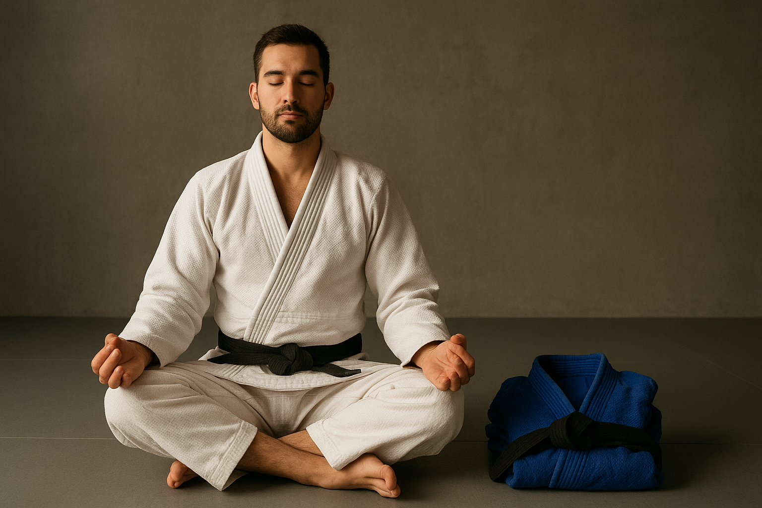 Guy in a Gi meditating